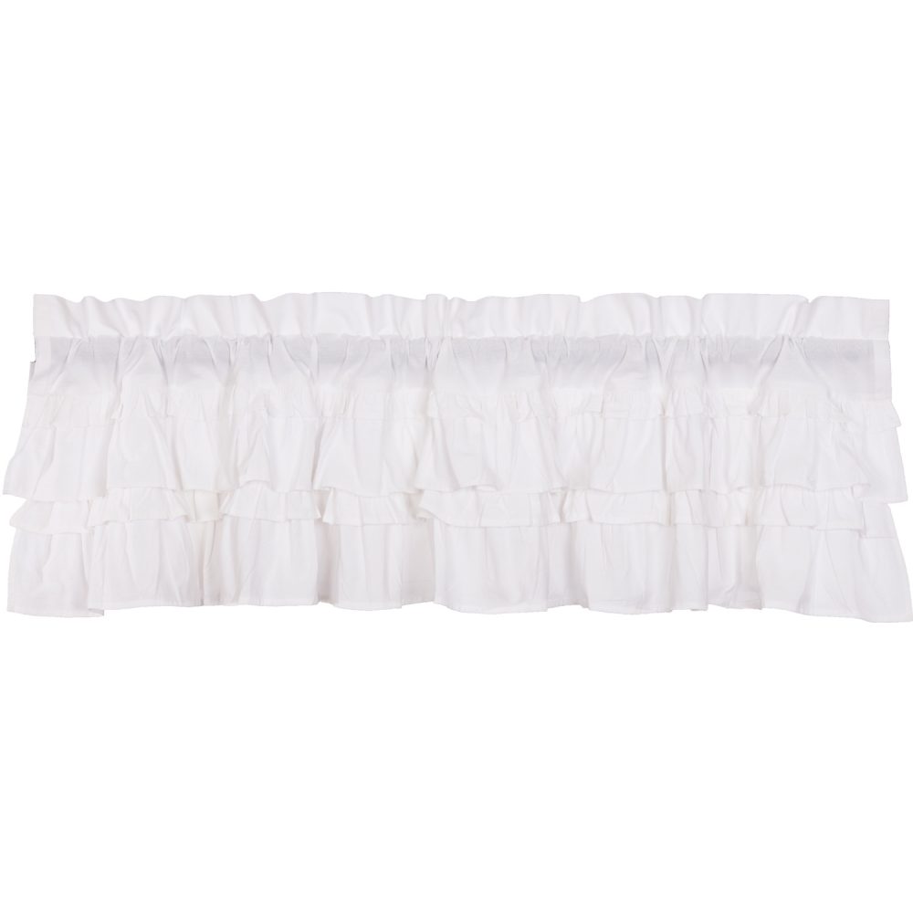 Muslin Ruffled Bleached White Valance 16x60