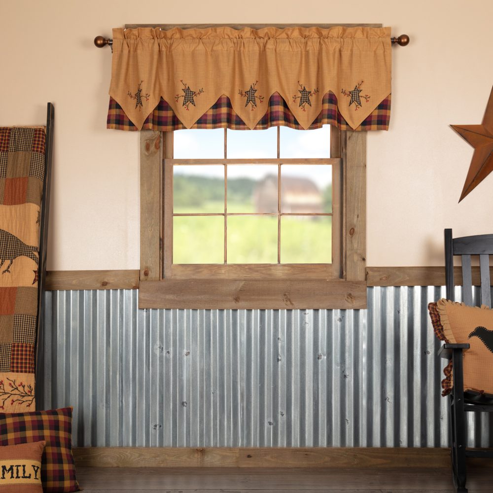 Heritage Farms Primitive Star and Pip Valance Layered 20x72