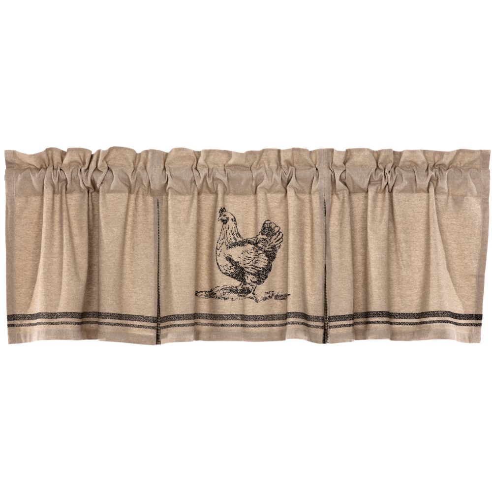 Sawyer Mill Charcoal Chicken Valance Pleated 20x72