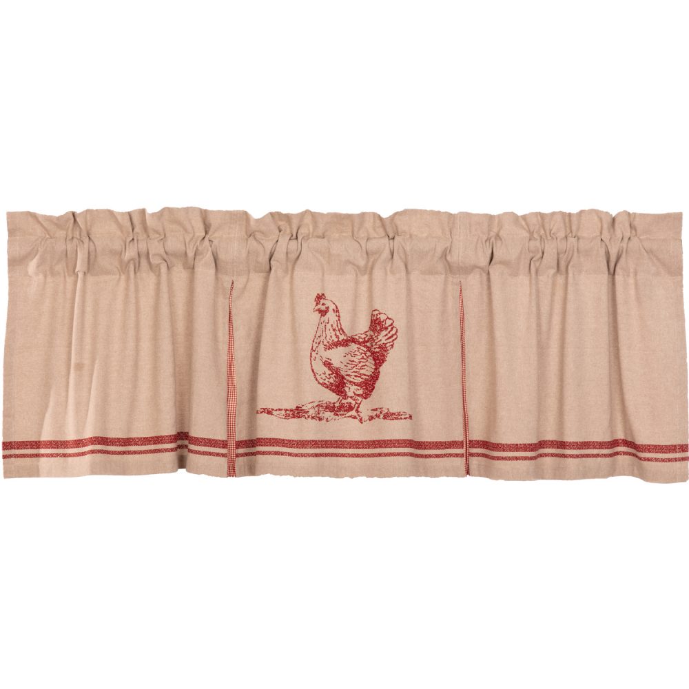 Sawyer Mill Red Chicken Valance Pleated 20x72