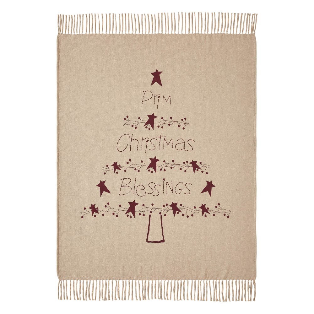 Gable Prim Christmas Blessings Woven Throw 50x60