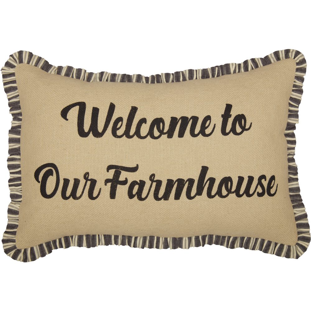 Ashmont Burlap Vintage Welcome to Our Farmhouse Pillow 14x22