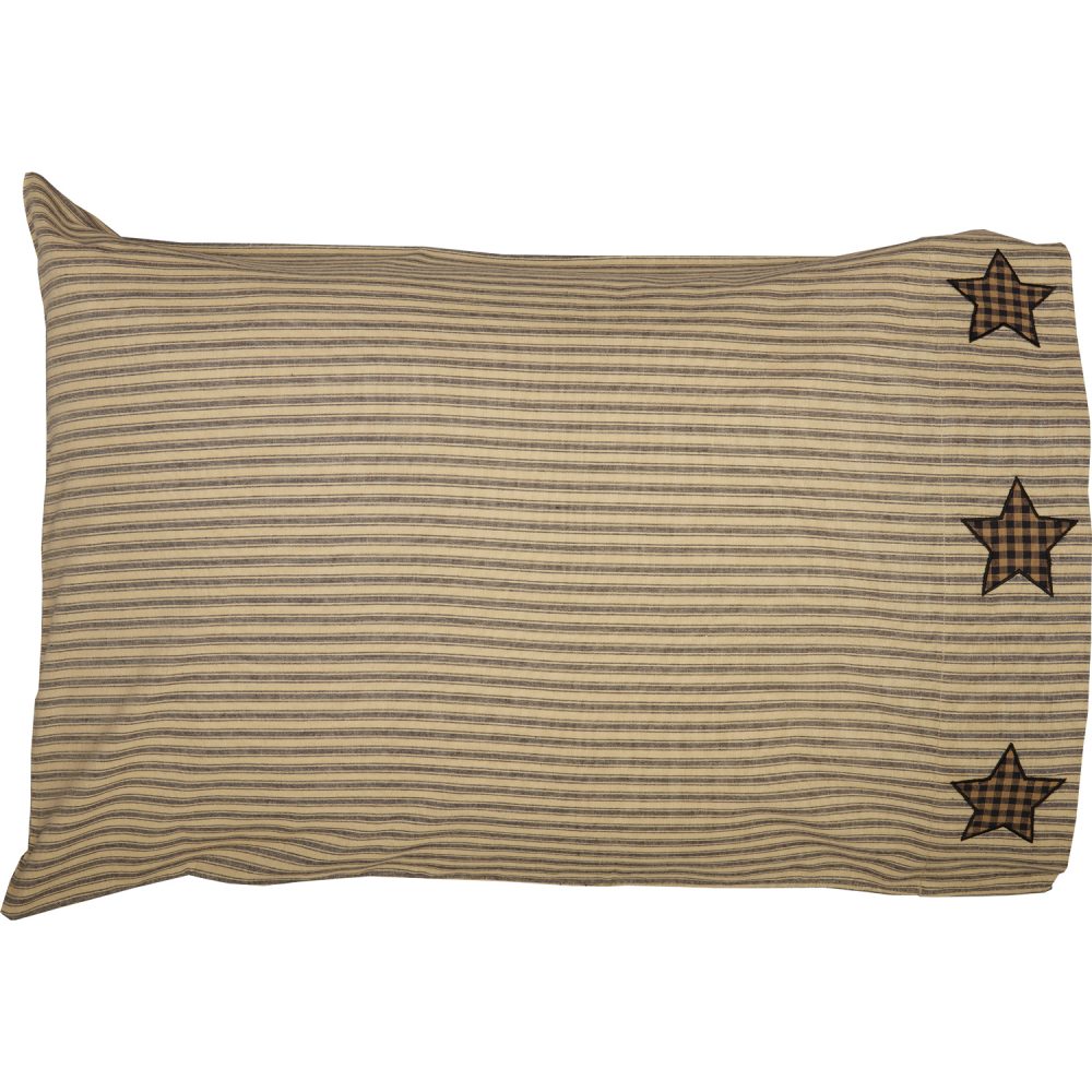 Farmhouse Star Standard Pillow Case w/Applique Star Set of 2 21x30