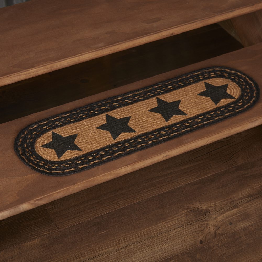 Farmhouse Jute Stair Tread Stencil Stars Oval Latex 8.5x27