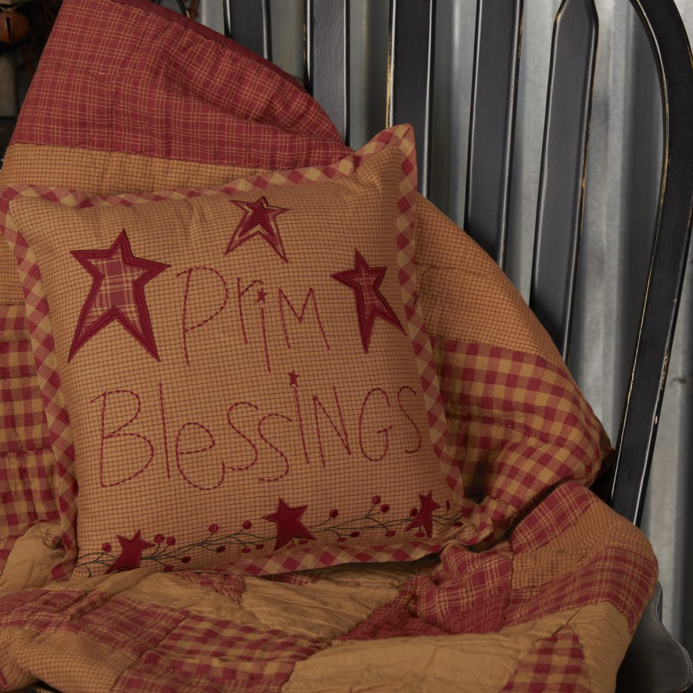 Ninepatch Star Prim Blessings Pillow 12x12