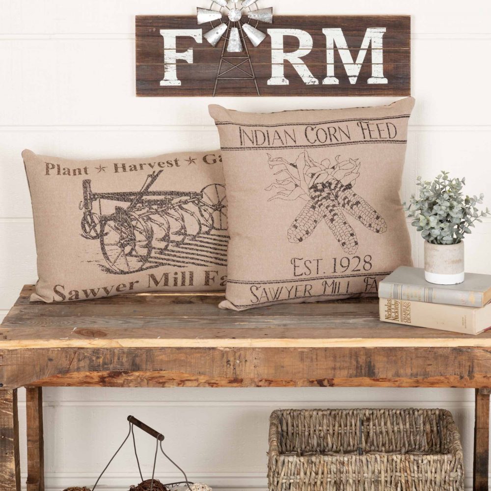 Sawyer Mill Charcoal Plow Pillow 14x22