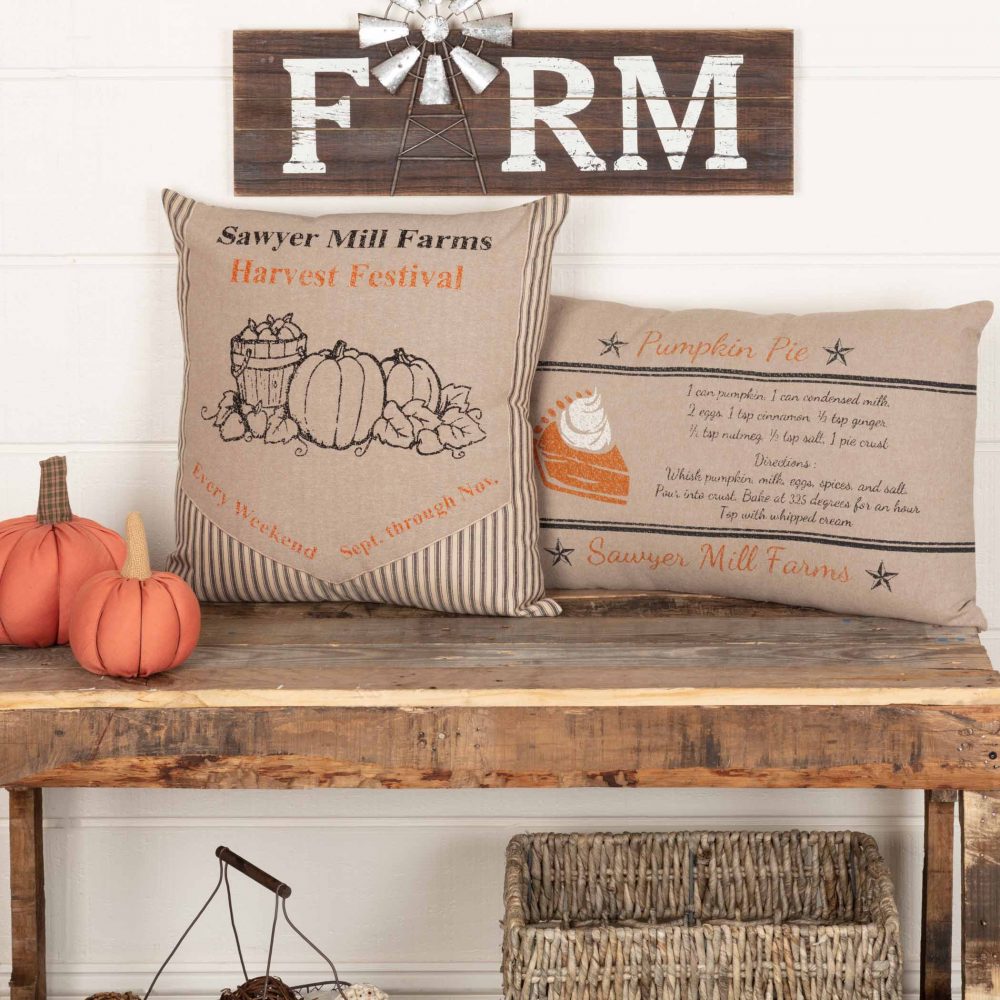 Sawyer Mill Charcoal Harvest Festival Pillow 18x18