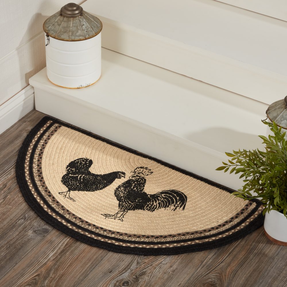 Sawyer Mill Charcoal Poultry Jute Rug Half Circle 16.5x33