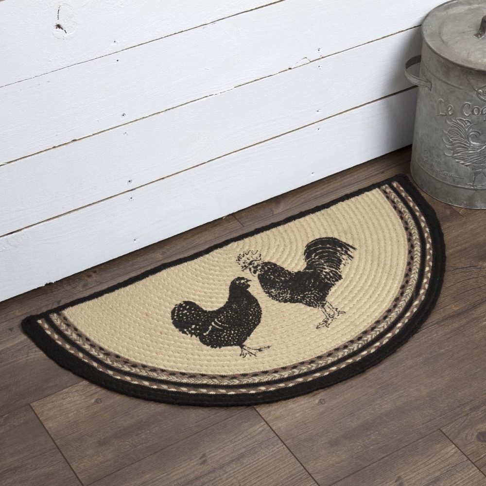 Sawyer Mill Charcoal Poultry Jute Rug Half Circle 16.5x33