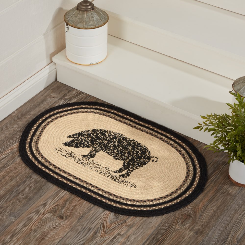 Sawyer Mill Charcoal Pig Jute Rug Oval 20x30