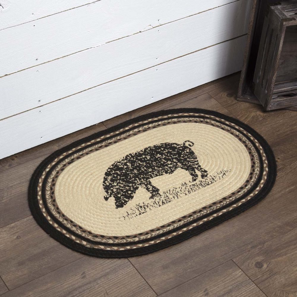 Sawyer Mill Charcoal Pig Jute Rug Oval 20x30