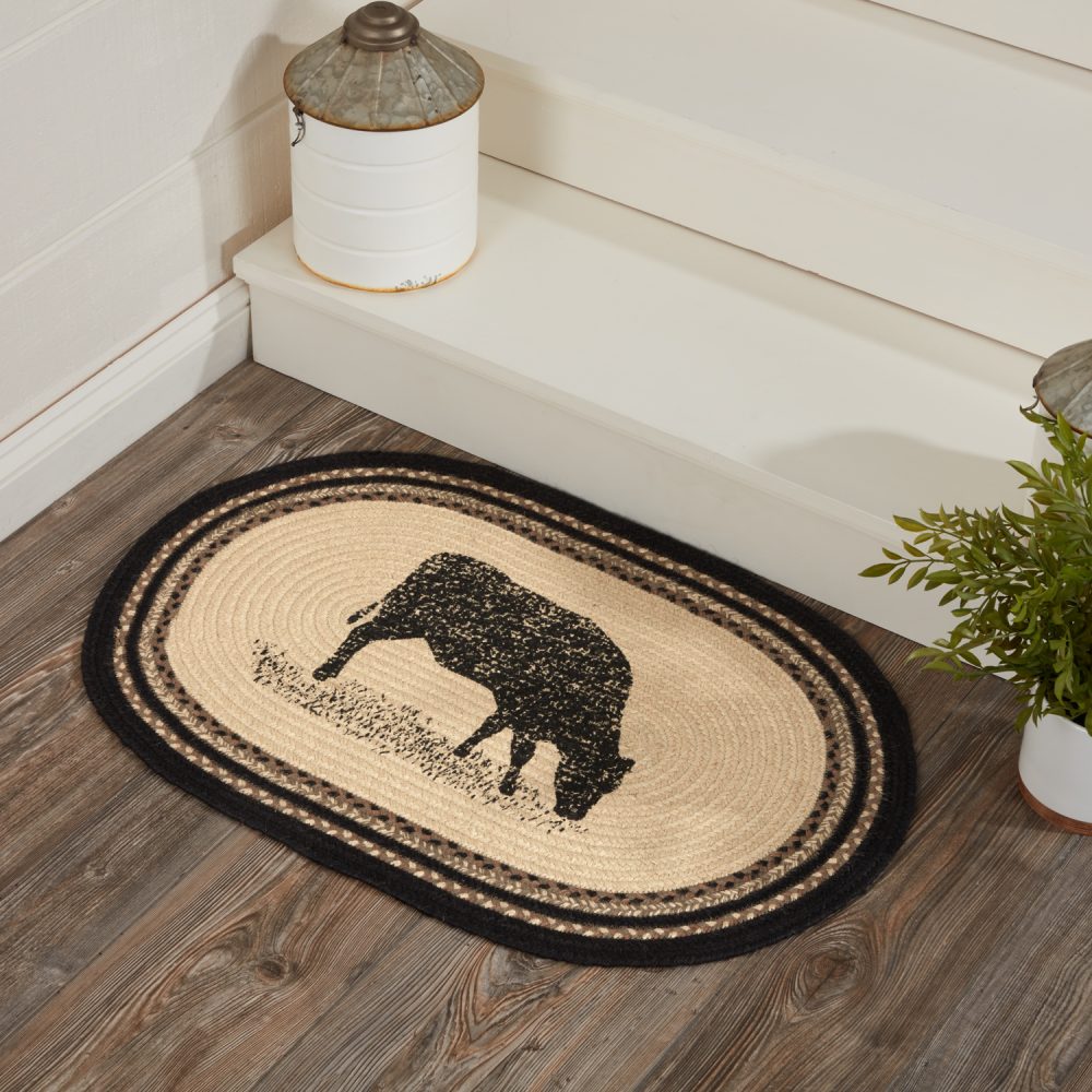 Sawyer Mill Charcoal Cow Jute Rug Oval 20x30