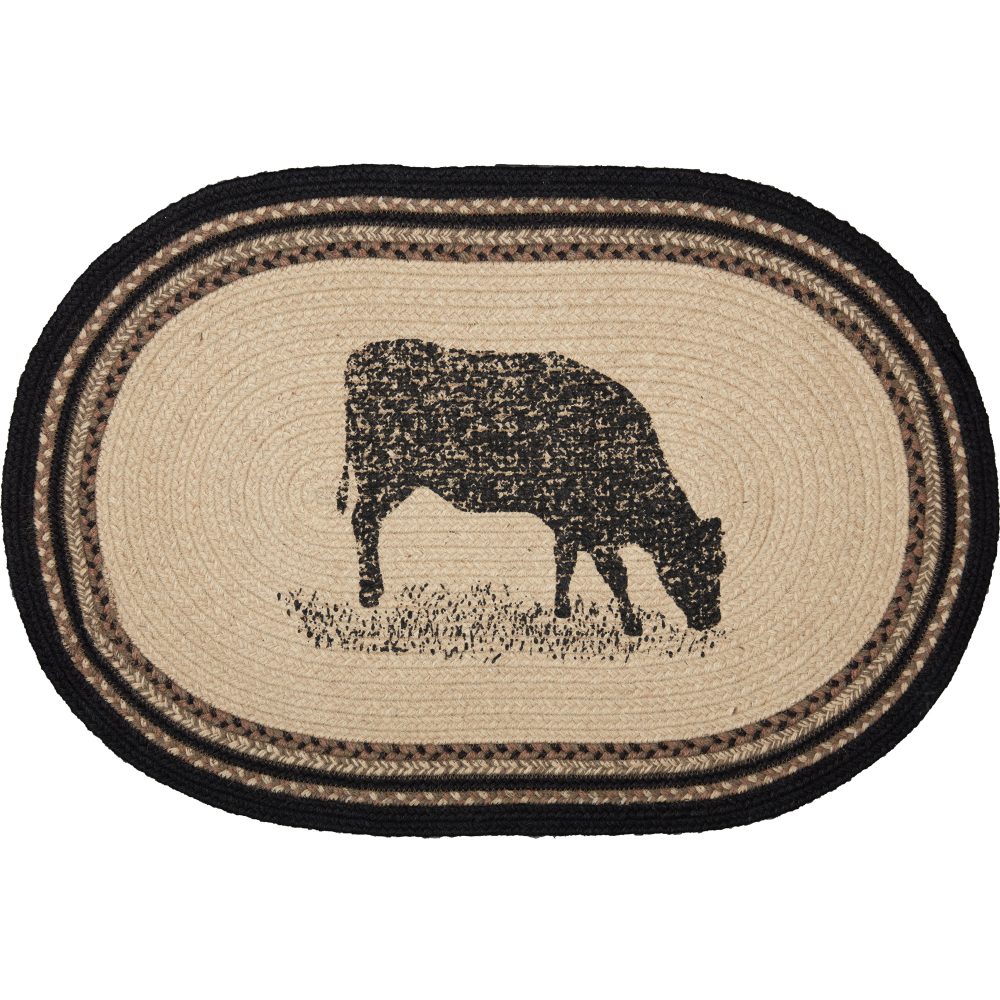 Sawyer Mill Charcoal Cow Jute Rug Oval 20x30