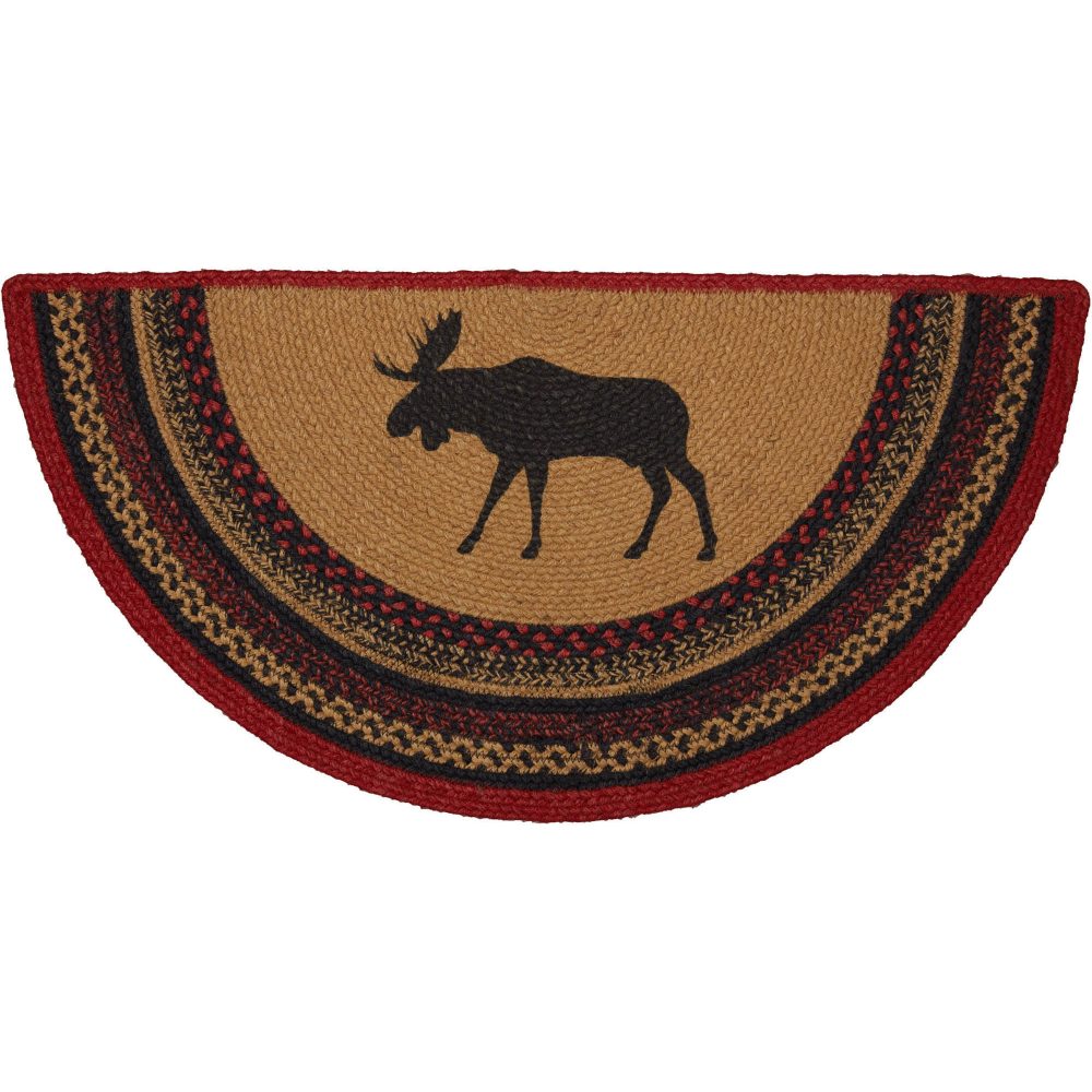 Cumberland Stenciled Moose Jute Rug Half Circle 16.5x33