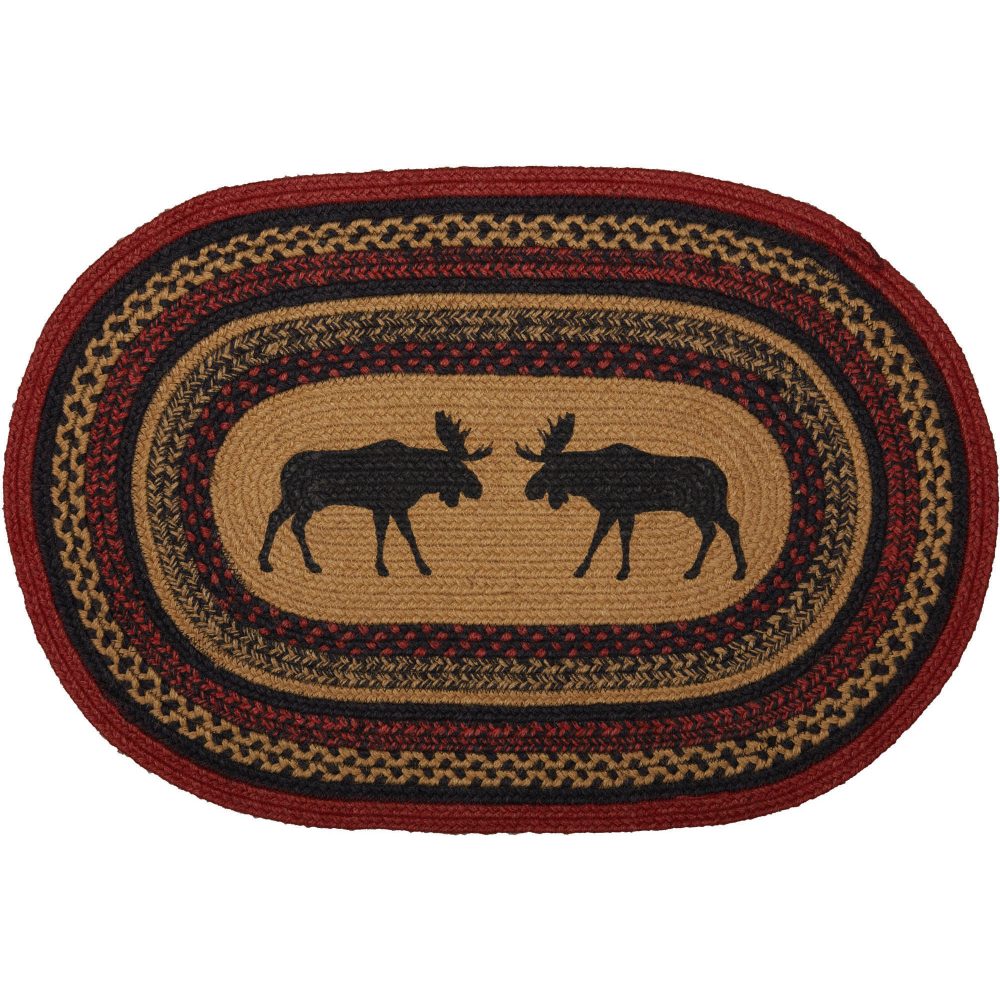 Cumberland Stenciled Moose Jute Rug Oval 20x30