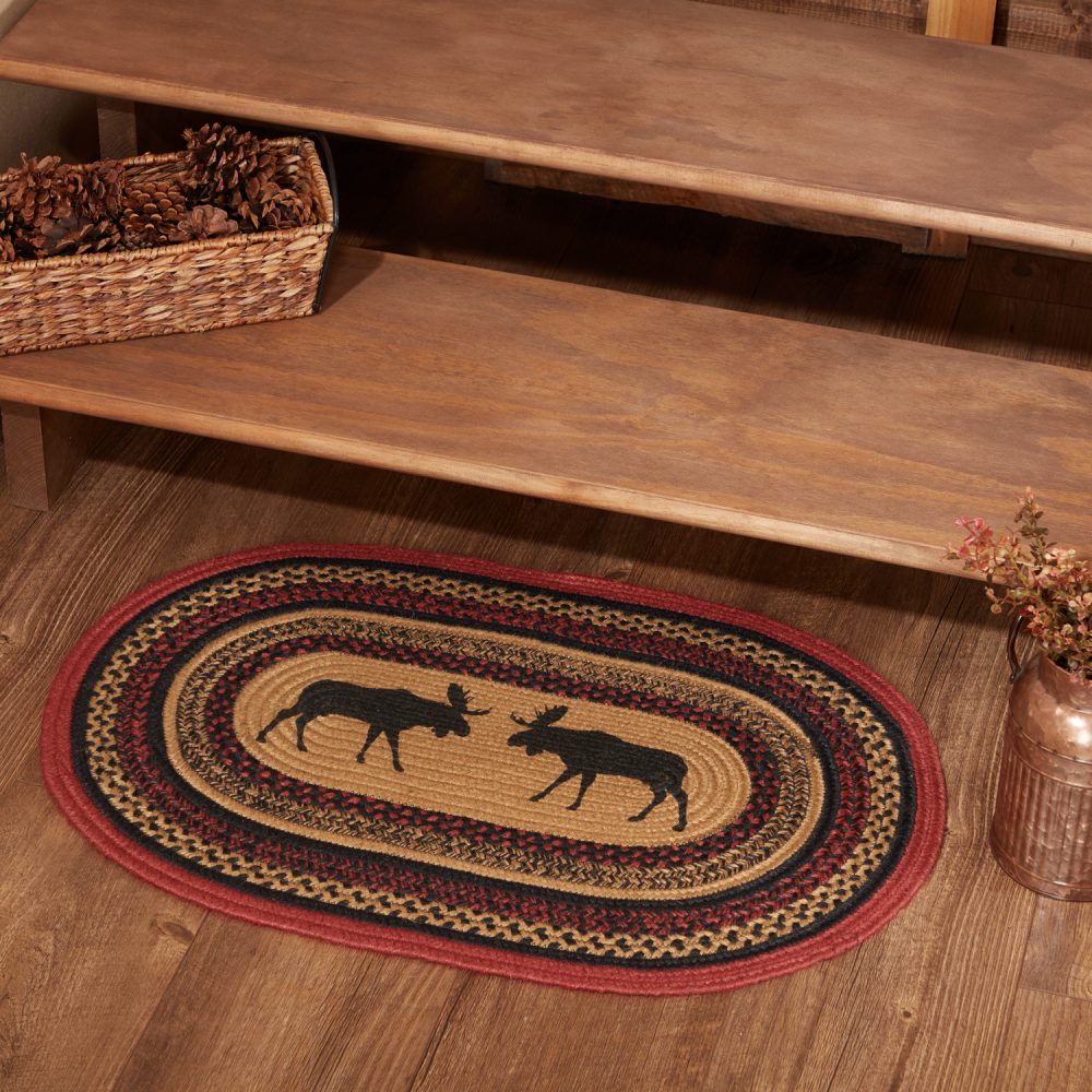 Cumberland Stenciled Moose Jute Rug Oval 20x30