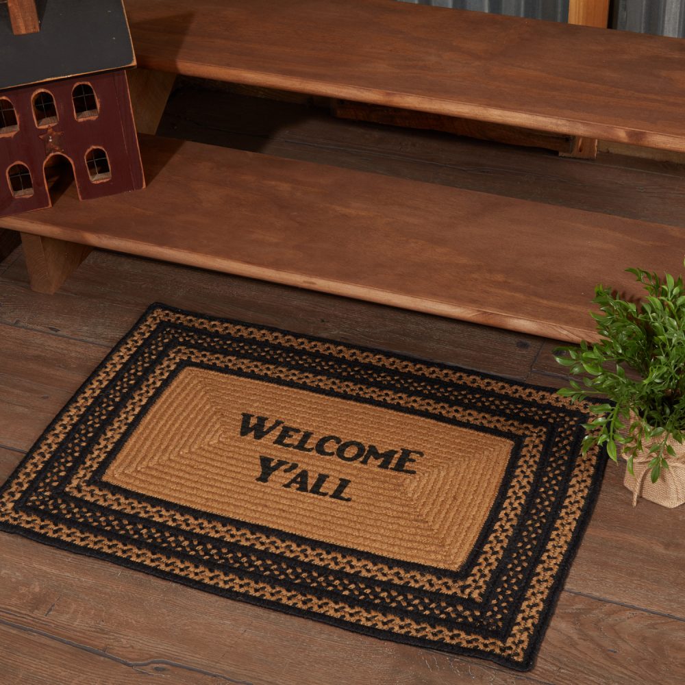 Farmhouse Jute Rug Rect Stencil Welcome Y'all 20x30