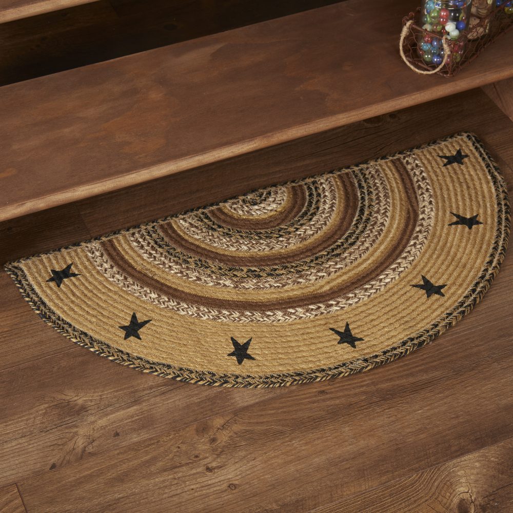 Kettle Grove Jute Rug Half Circle Stencil Stars 16.5x33