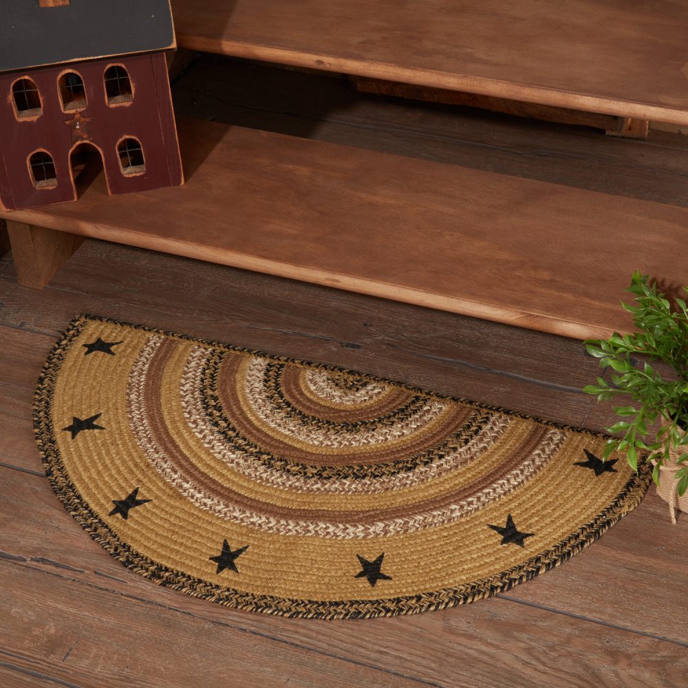 Kettle Grove Jute Rug Half Circle Stencil Stars 16.5x33