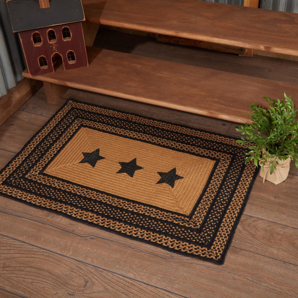 Farmhouse Jute Rug Rect Stencil Stars 24x36