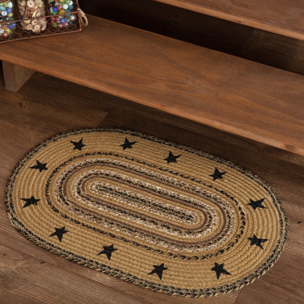 Kettle Grove Jute Rug Stencil Stars Border Oval 20x30