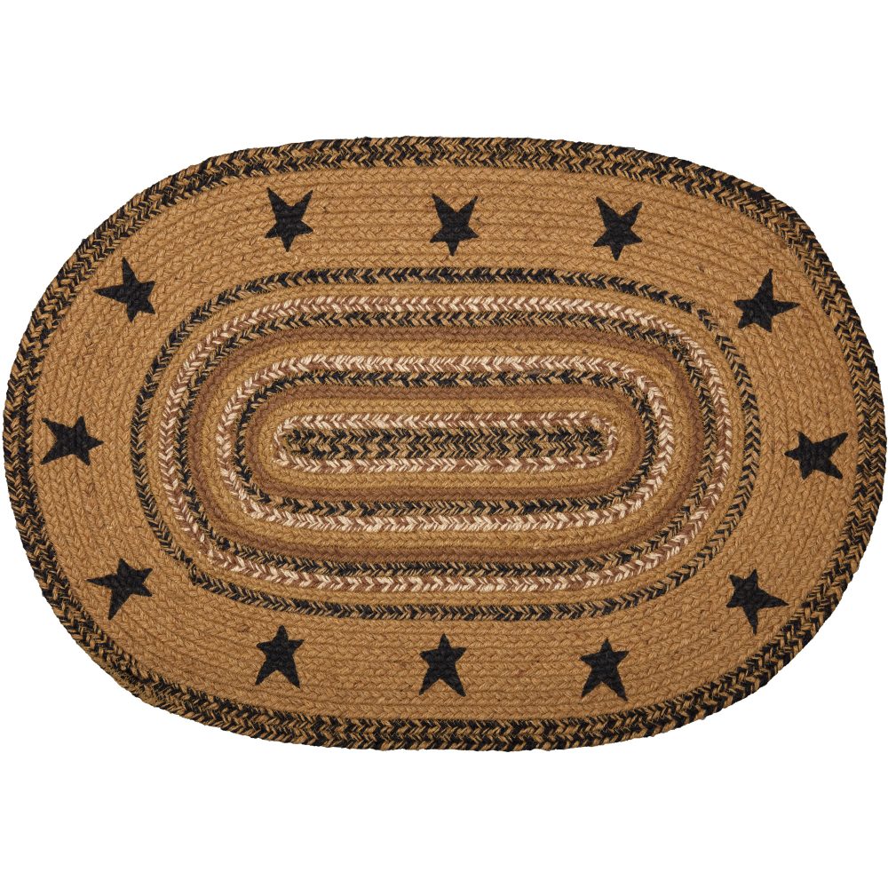 Kettle Grove Jute Rug Stencil Stars Border Oval 20x30