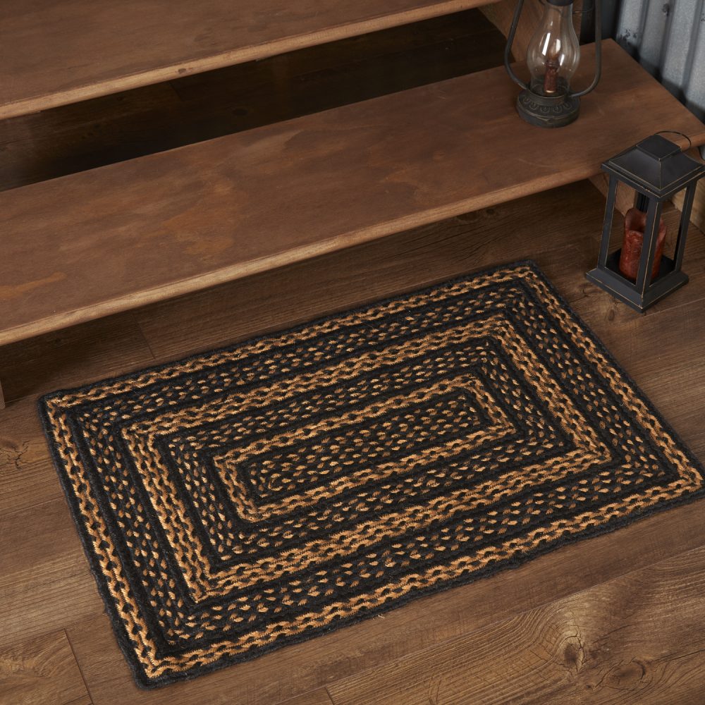 Black & Tan Jute Rug Rect 20x30