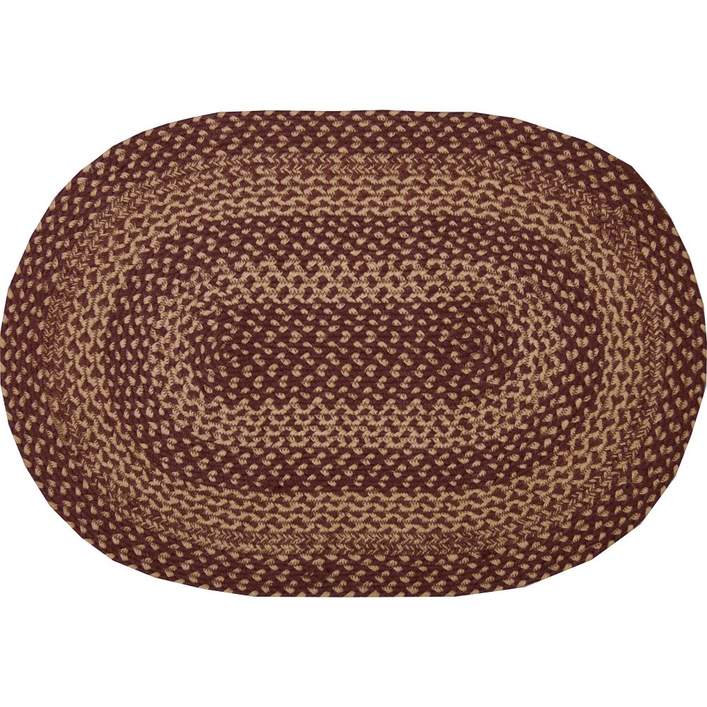 Burgundy Tan Jute Rug Oval 20x30