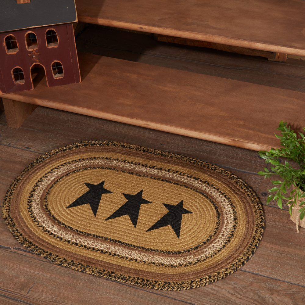 Kettle Grove Jute Rug Oval Stencil Stars 20x30