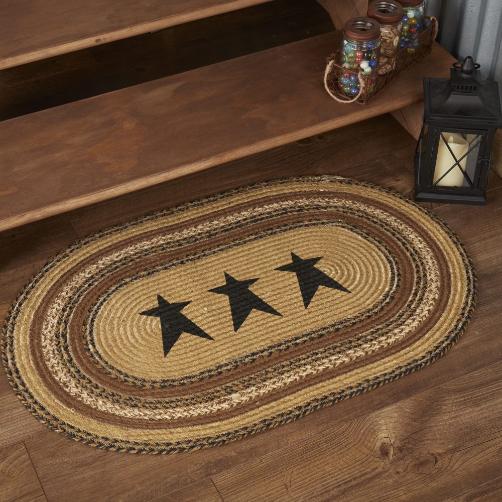 Kettle Grove Jute Rug Oval Stencil Stars 24x36