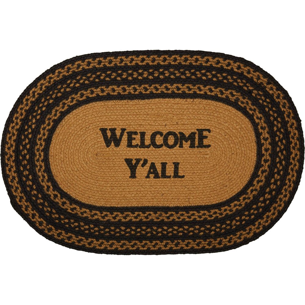 Farmhouse Jute Rug Oval Stencil Welcome Y'all 20x30