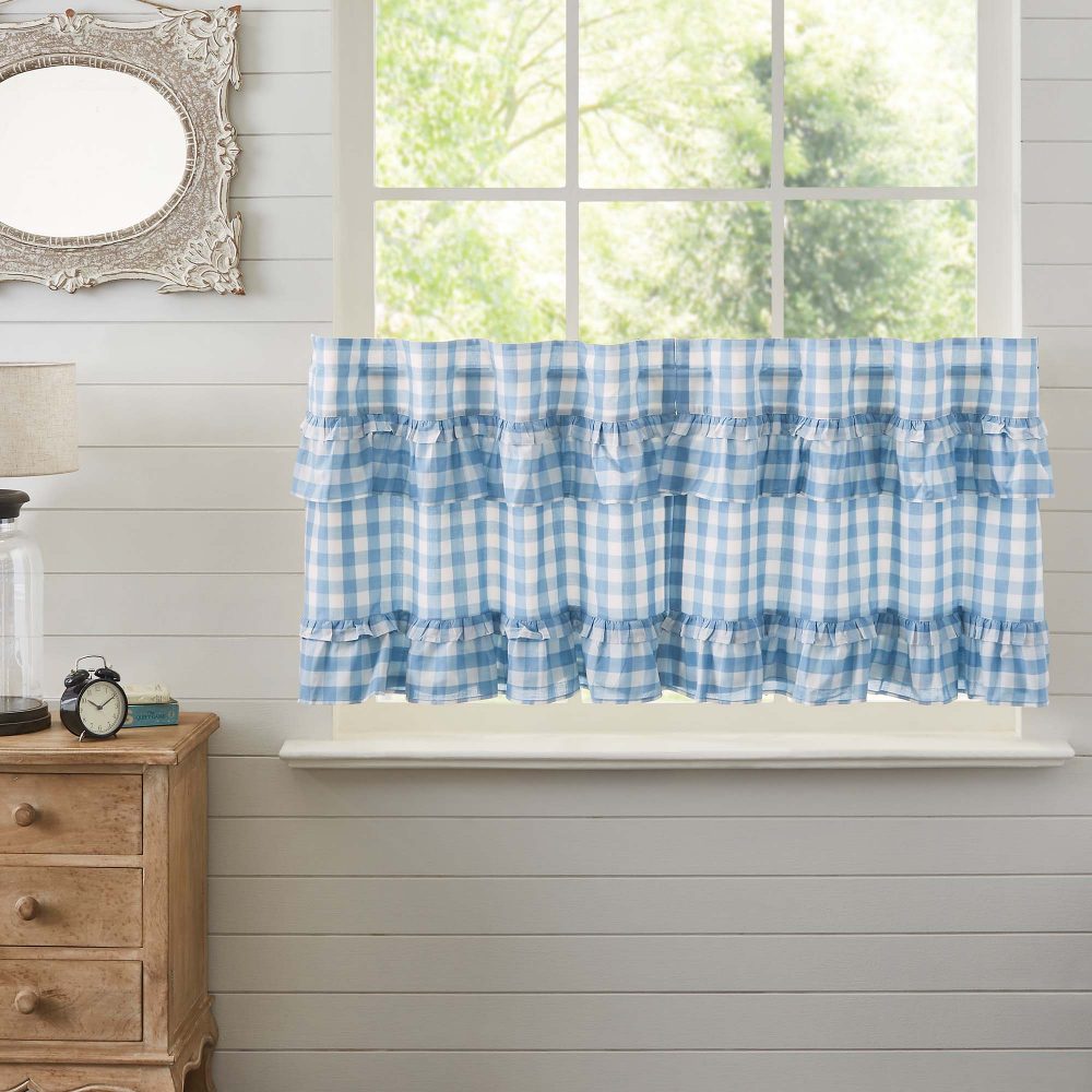 Annie Buffalo Blue Check Ruffled Tier Set of 2 L24xW36