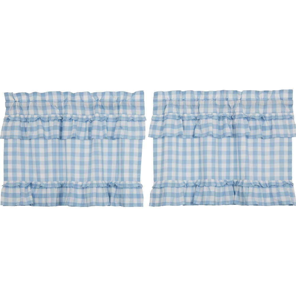 Annie Buffalo Blue Check Ruffled Tier Set of 2 L24xW36