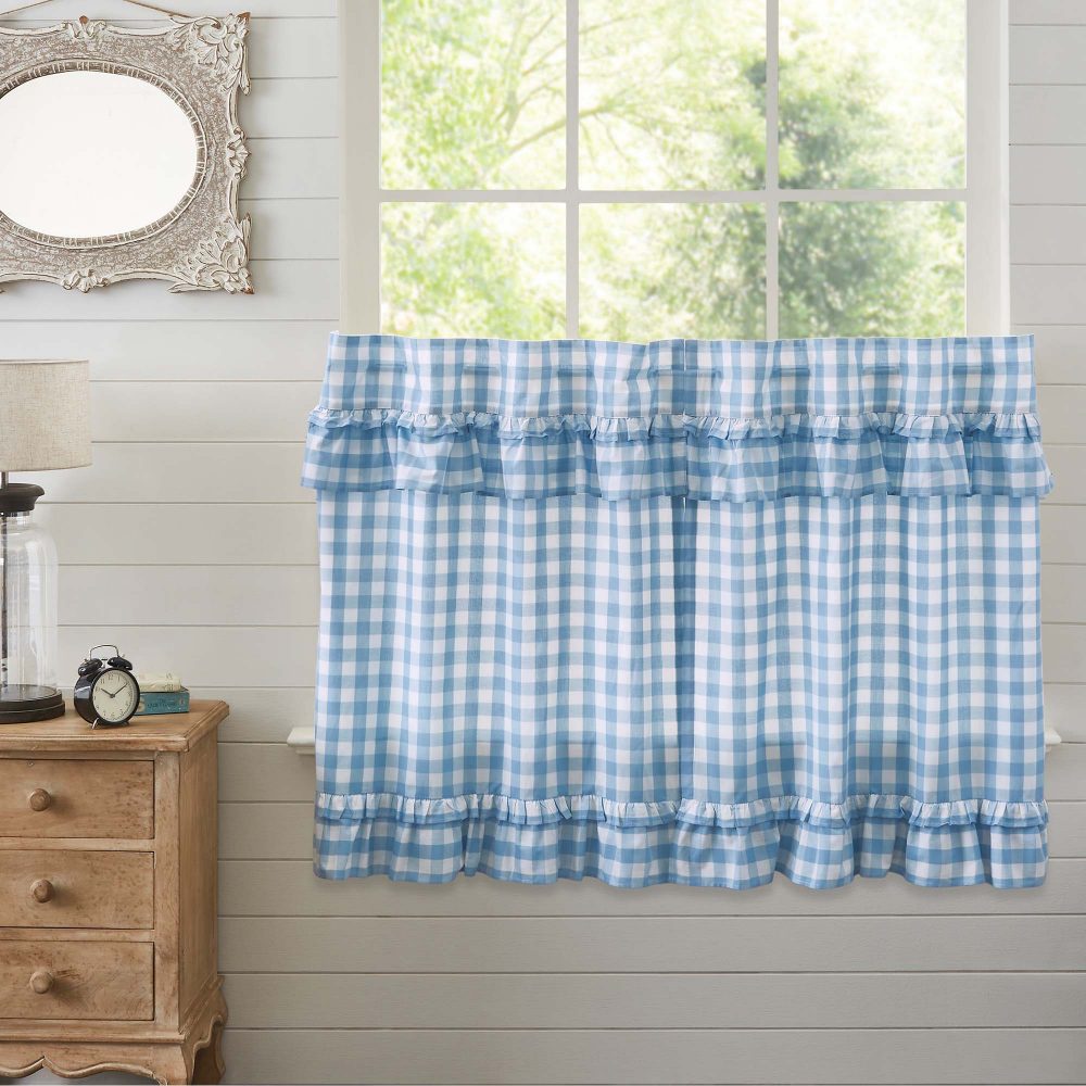 Annie Buffalo Blue Check Ruffled Tier Set of 2 L36xW36