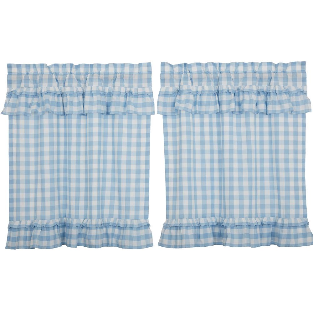 Annie Buffalo Blue Check Ruffled Tier Set of 2 L36xW36