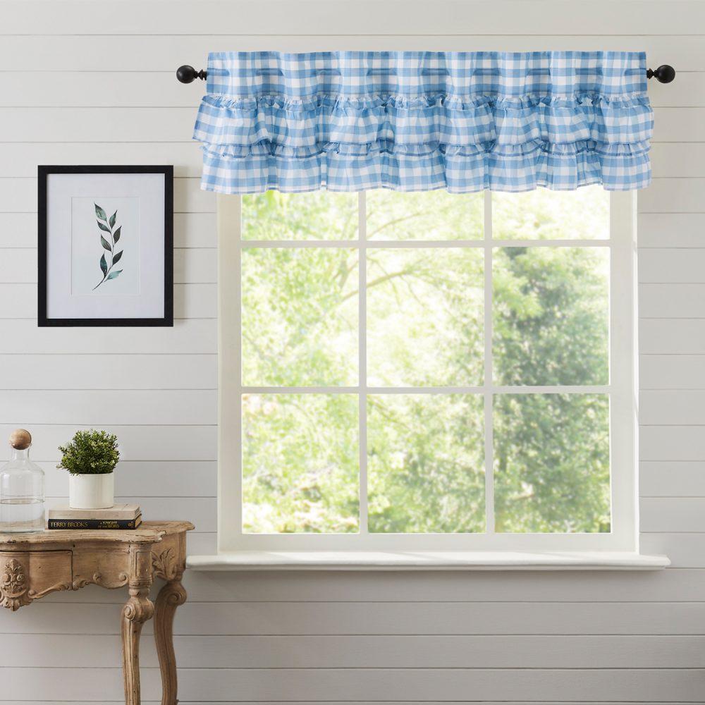 Annie Buffalo Blue Check Ruffled Valance 16x72