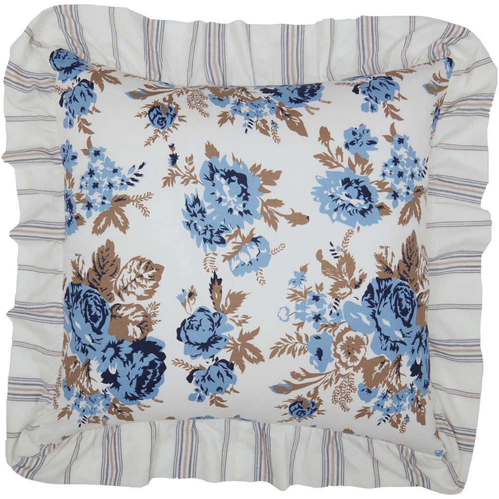 Annie Blue Floral Ruffled Pillow 18x18