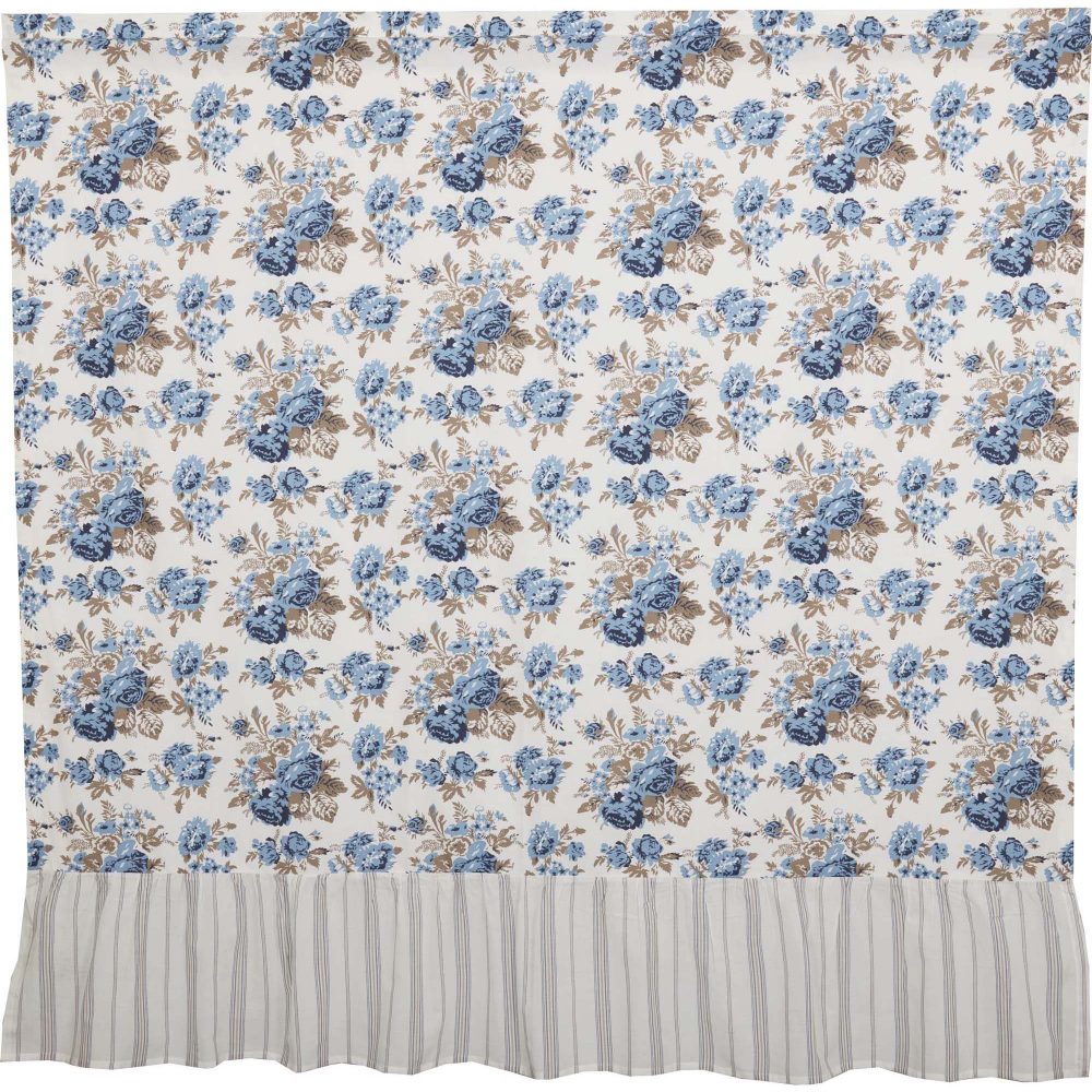 Annie Blue Floral Ruffled Shower Curtain 72x72