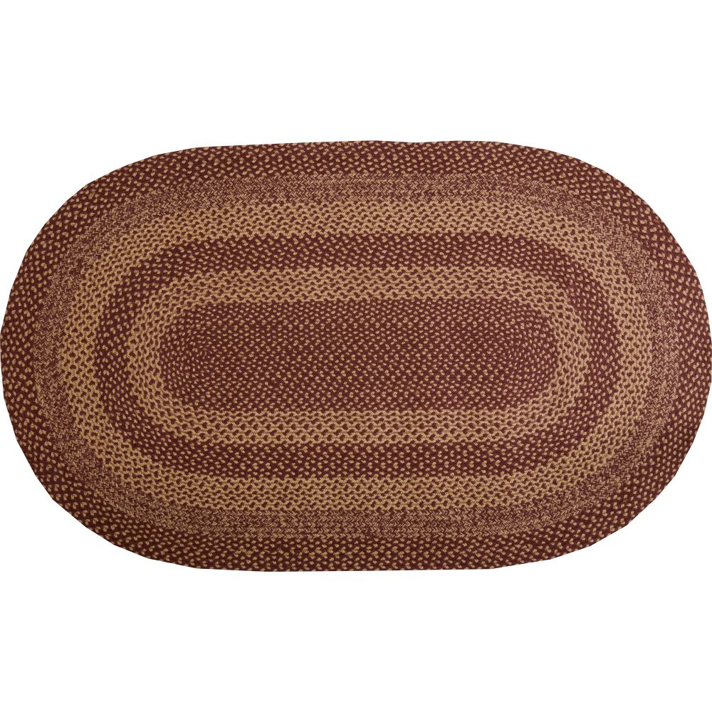 Burgundy Tan Jute Rug Oval w/ Pad 36x60