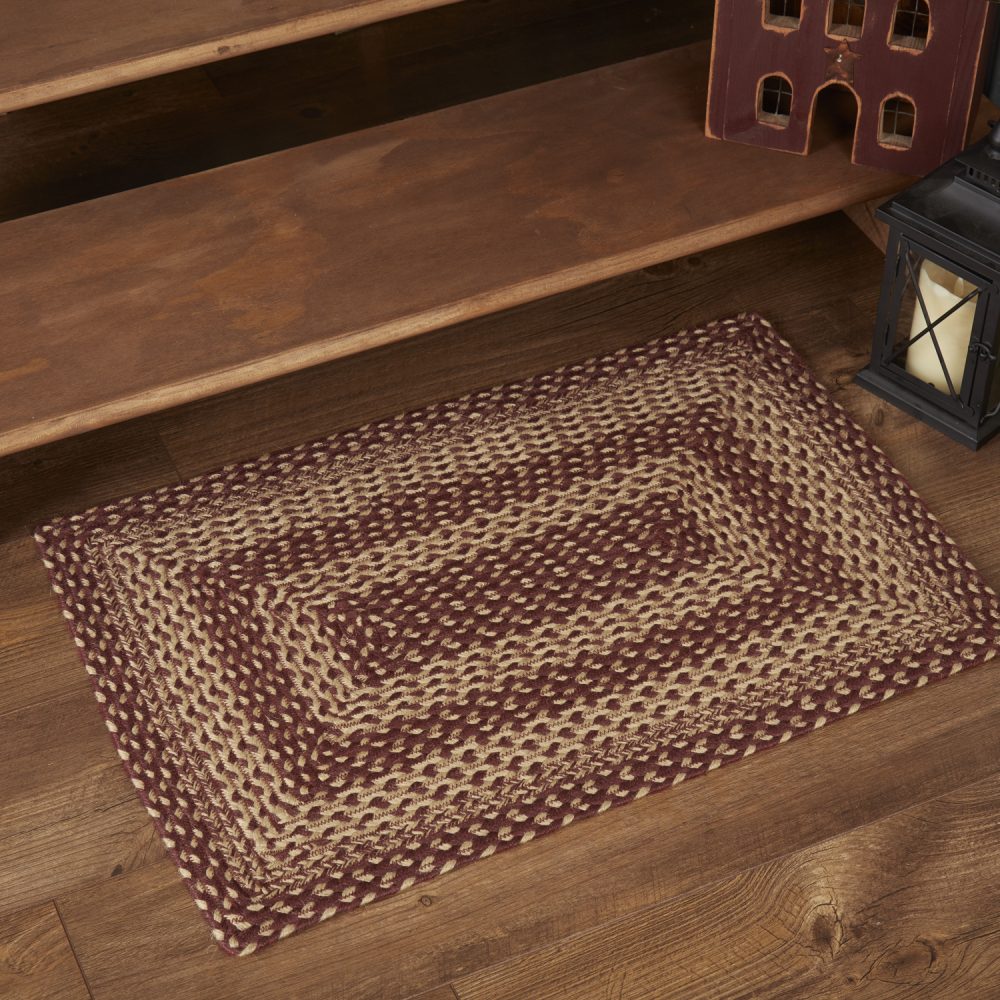 Burgundy Tan Jute Rug Rect 20x30