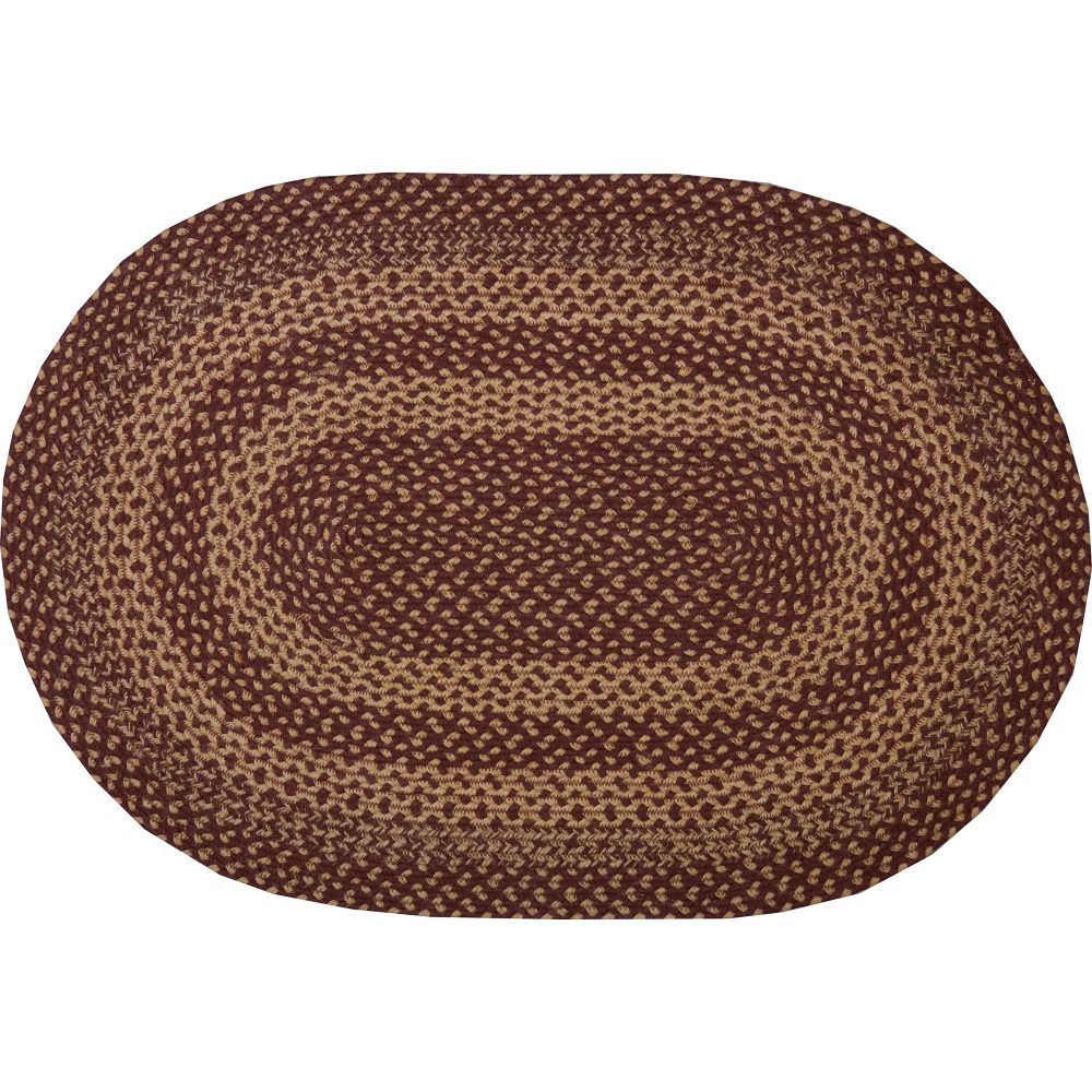 Burgundy Tan Jute Rug Oval 24x36