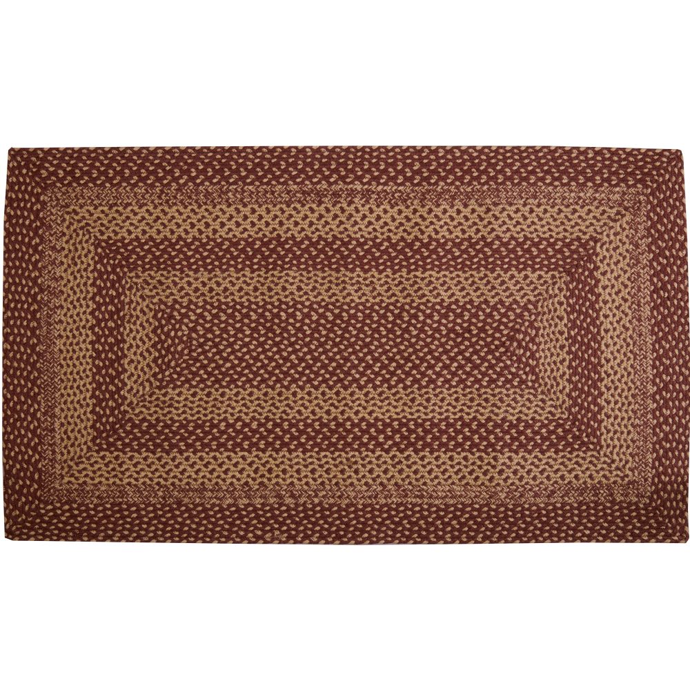 Burgundy Tan Jute Rug Rect w/ Pad 27x48