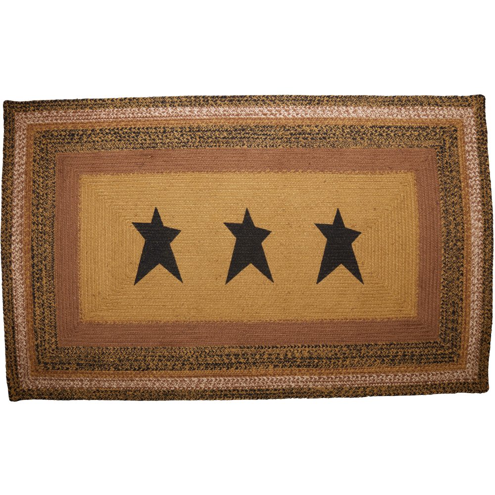 Kettle Grove Jute Rug Rect Stencil Star w/ Pad 36x60