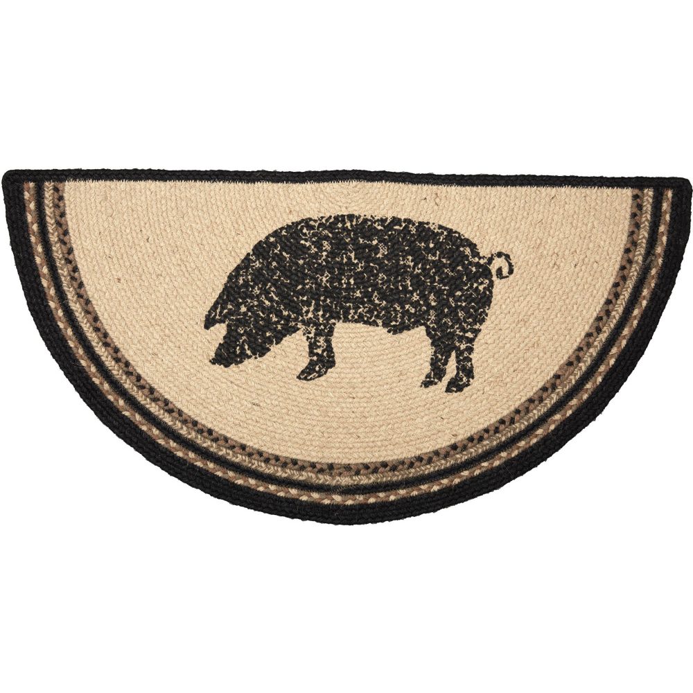 Sawyer Mill Charcoal Pig Jute Rug Half Circle 16.5x33