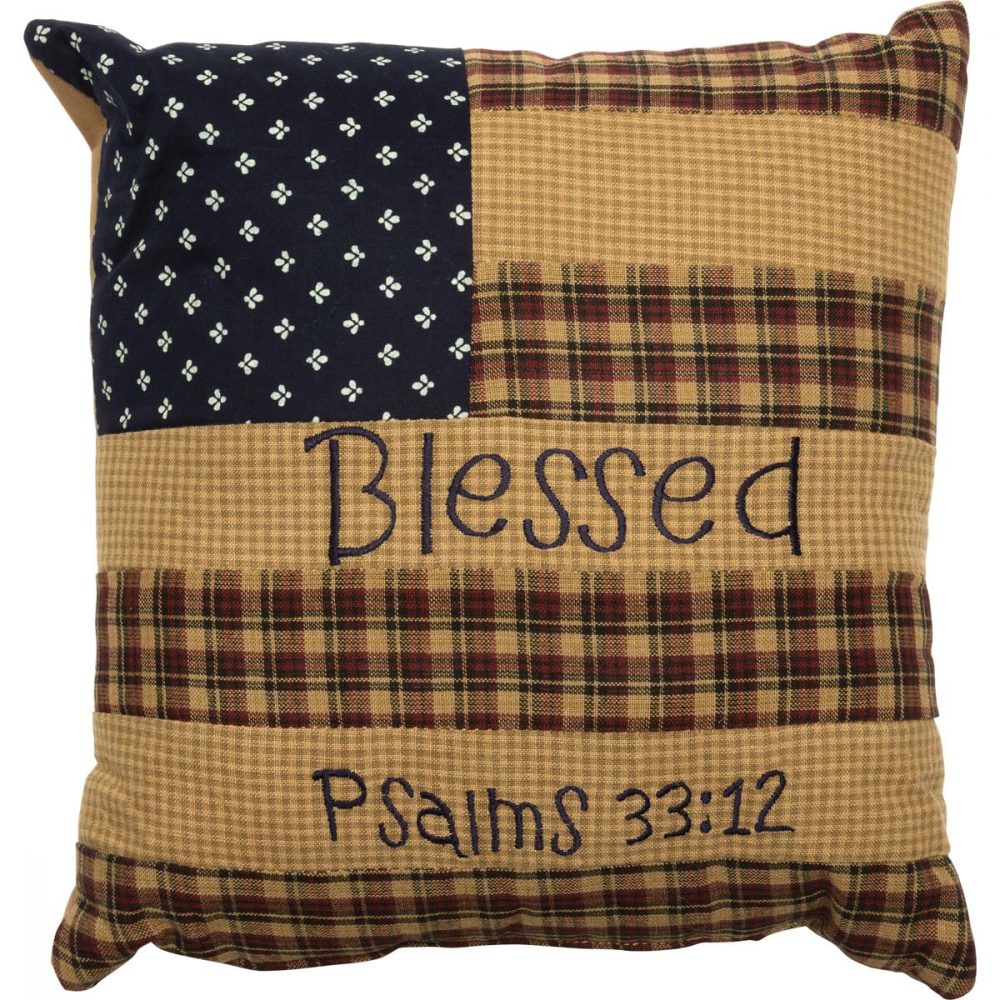 Patriotic Patch Pillow Blessed 10x10