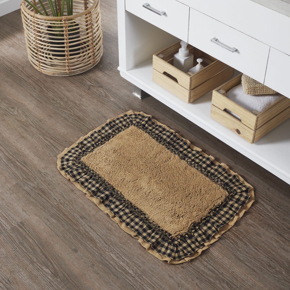 Burlap Natural w/ Black Check Bathmat 20x30