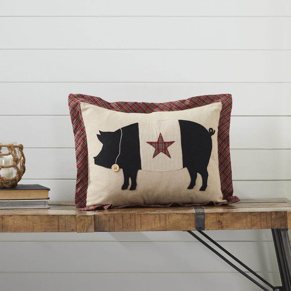 Cider Mill Primitive Pig Pillow 14x18