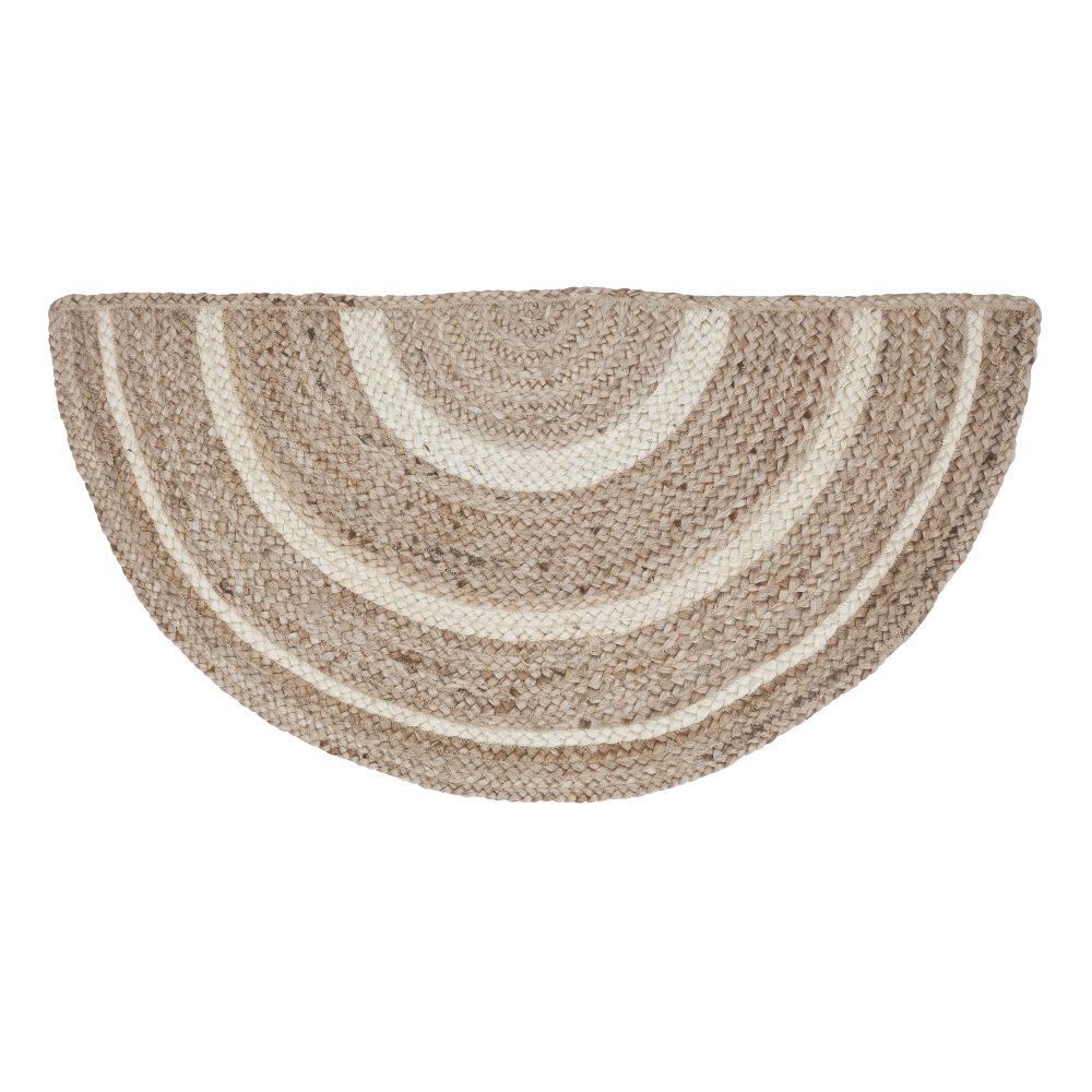 Natural & Creme Jute Rug Half Circle 16.5x33