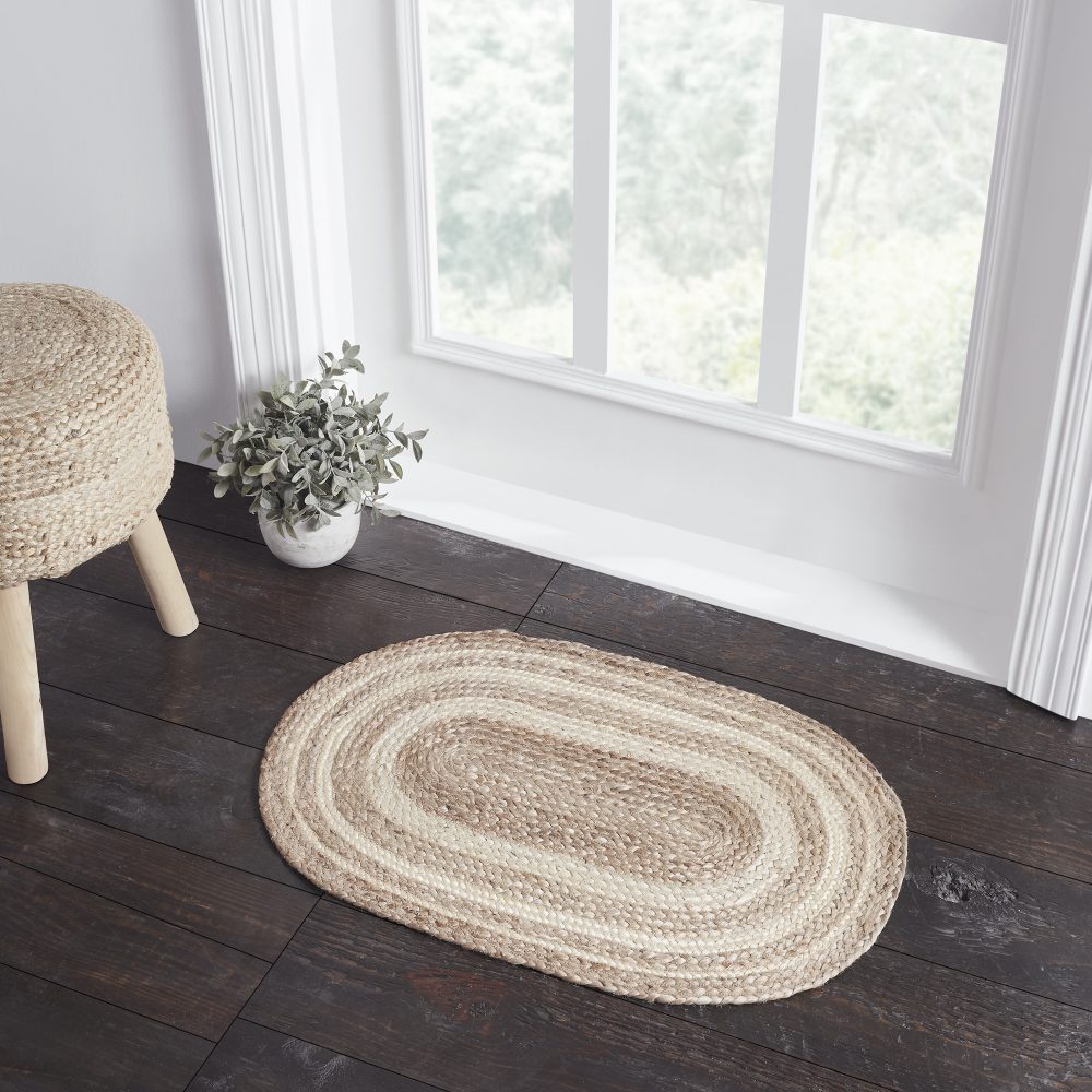 Natural & Creme Jute Rug Oval 20x30