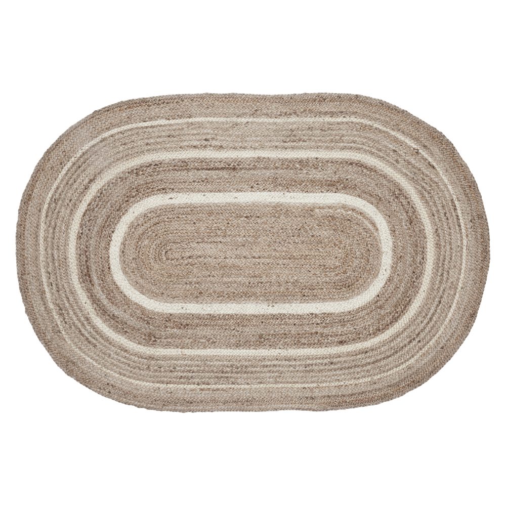 Natural & Creme Jute Rug Oval w/ Pad 36x60